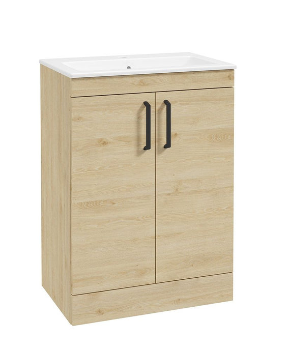 Sonas Corta Floorstanding 60Cm Two Door Unit | Honey Oak | Black Handles | UF1846