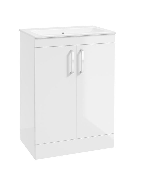 Sonas Corta Floorstanding 60Cm Two Door Unit | Gloss White | Chrome Handles | UF1849