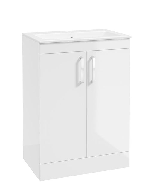 Sonas Corta Floorstanding 60Cm Two Door Unit | Gloss White | Chrome Handles | UF1849