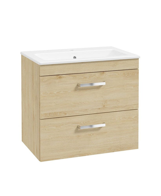 Sonas Corta Wall Hung 60Cm Two Drawer Unit | Honey Oak | Chrome Handles | UF1915