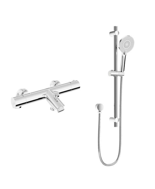 Sonas Form Deck Mounted Thermostatic Bath Shower Mixer & Slide Rail Kit | Chrome