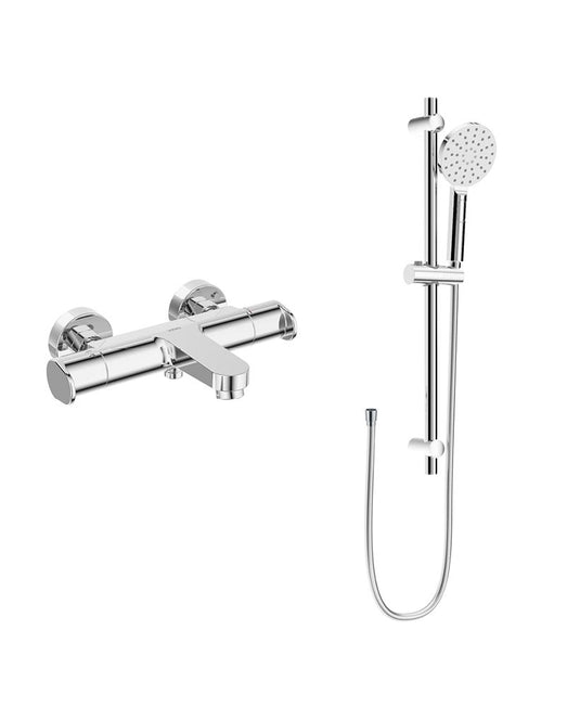 Sonas Urban Wall Mounted Thermostatic Bath Shower Mixer & Slide Rail Kit | Chrome