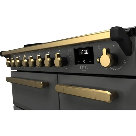 Rangemaster Estel Deluxe 90 | Induction | Slate | Antique Brass Trim | ESDL90EIPSLT/AB1