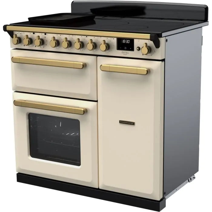 Load image into Gallery viewer, Rangemaster Estel Deluxe 90 | Induction | Pale Cream | Antique Brass Trim | ESDL90EIPPCR/AB1
