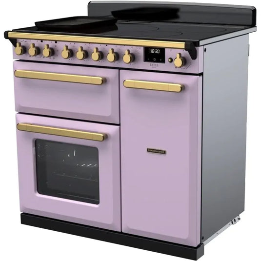 Heather Range Cooker with Gold Handles on White Background 