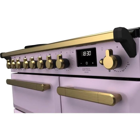 Heather Range Cooker with Gold Handles on White Background 