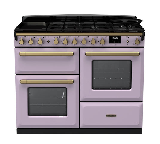 Rangemaster Estel Deluxe 110 Standard Format | Dual Fuel | Heather | Antique Brass Trim | ESDLO110DFPHTH/AB1