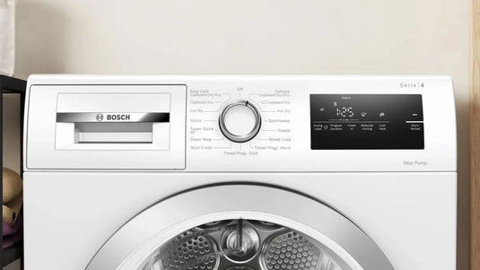 white heat pump dryer control panel
