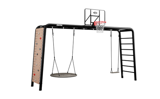 Play base set with climbing wall,swing and basketball hoop