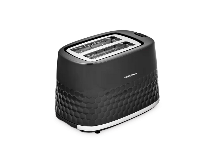 Load image into Gallery viewer, black/chrome 2 slice mr hive toaster side view
