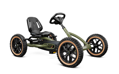 BERG Buddy go kart frame in green with 4 wheels, steering wheel and  seat 