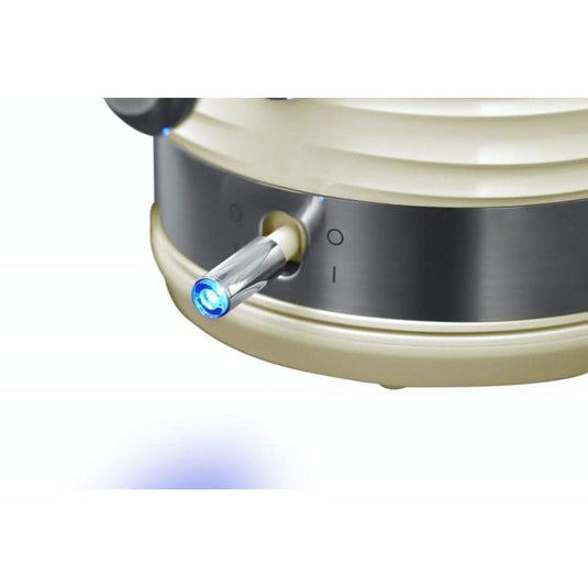 russell hobbs inspire kettle in cream switch on and off button
