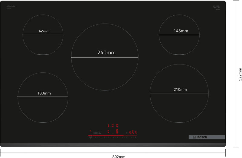 Załaduj obraz do przeglądarki galerii, Bosch Series 6 Induction Hob | 80cm | Black Glass | PIV831HB1E
