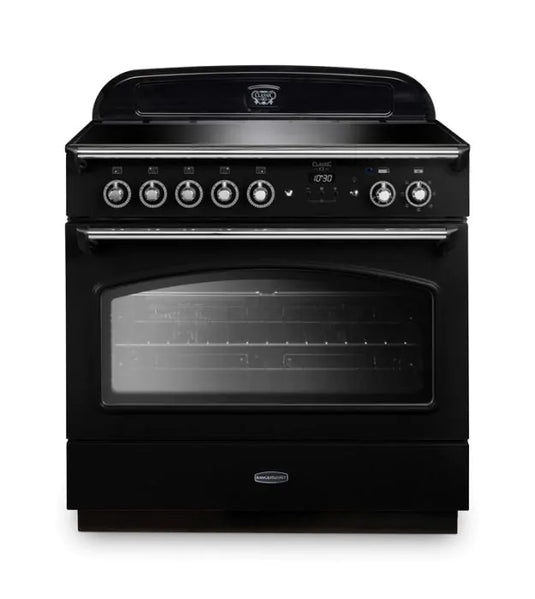 Rangemaster Classic Fx90 Induction Black with Chrome trim | CLAS90FXEIBL/C
