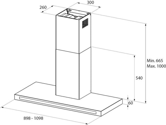 Rangemaster Hi-Lite  Flat Hood 100cm | Stainless Steel | HLTHDS100SS/ | 105410