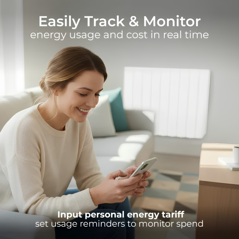 Załaduj obraz do przeglądarki galerii, Luceco Masterplug Smartenergy Monitoring Oil Radiator 1000W | White | 5 Fins | Uk Plug | OILW100W5UK-MP
