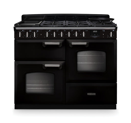 Rangemaster Classic Deluxe Oc 110 Dual Fuel Black with Chrome Trim | CLDLO110DFPGBL/CM1