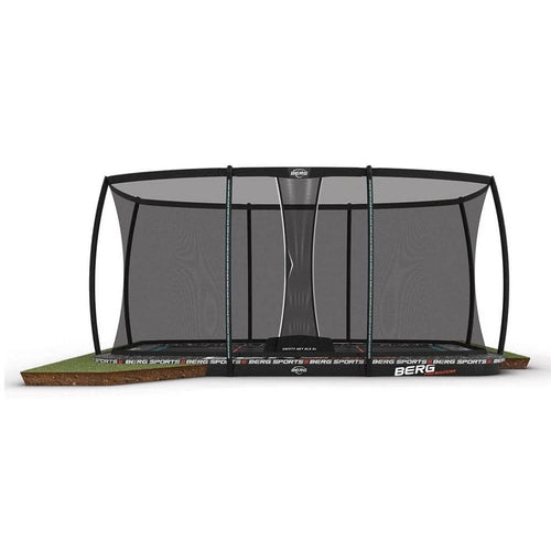 pro bouncer flatground rectangular trampoline with XL safety net