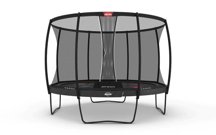 regular grey trampoline with XL net