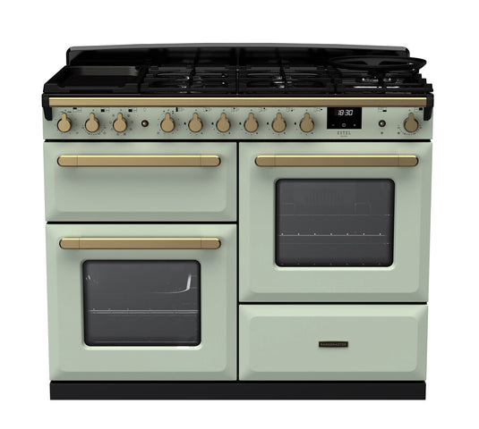 Rangemaster Estel Deluxe 110 Standard Format | Dual Fuel | Mint | Antique Brass Trim | ESDLO110DFPMNT/AB1