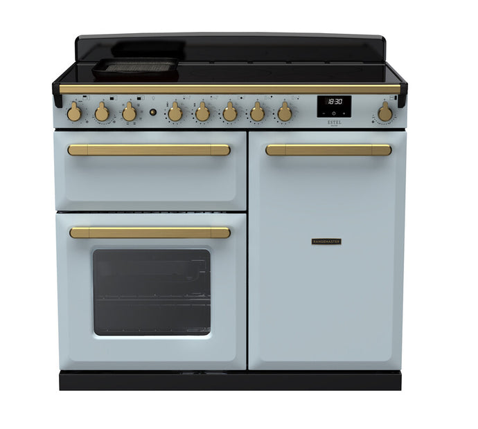 Rangemaster Estel Deluxe 100 | Induction | Misty Blue  | Antique Brass Trim | ESDL100EIPMSB/AB1