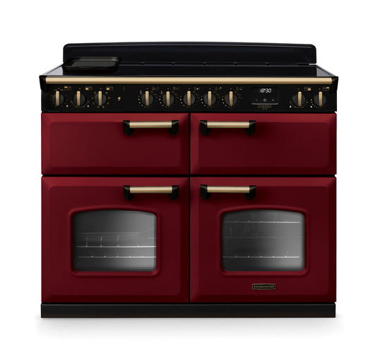 Rangemaster Classic Deluxe Bc 110 Induction Bordeaux with Antique Brass Trim | CLDLB110EIPBOR/AB1
