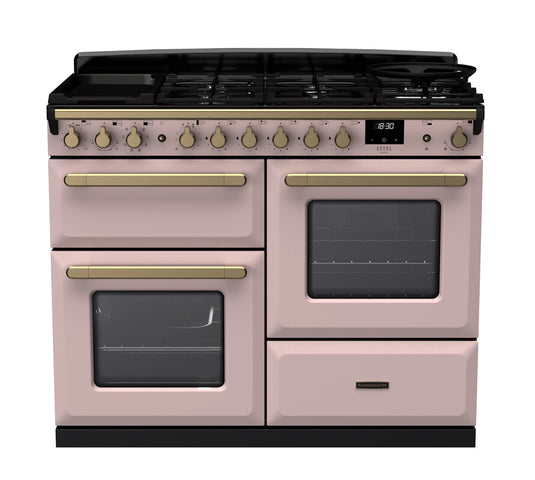 Rangemaster Estel Deluxe 110 Standard Format | Dual Fuel | Pale Pink | Antique Brass Trim | ESDLO110DFPPPK/AB1