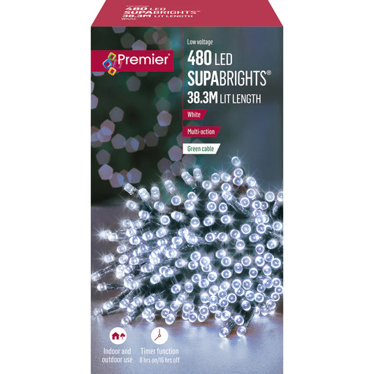 Premier Decorations 480 Multi Function LED Lights White | FLV162172W