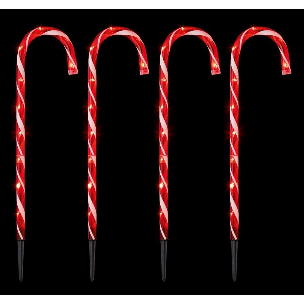 Premier Set of 4 Red Candy Cane Path Lights | 62cm | 141438