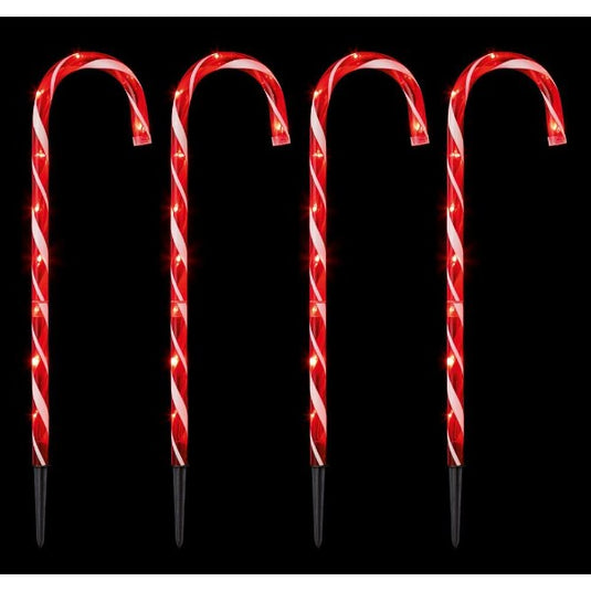 Premier Set of 4 Red Candy Cane Path Lights | 62cm | 141438