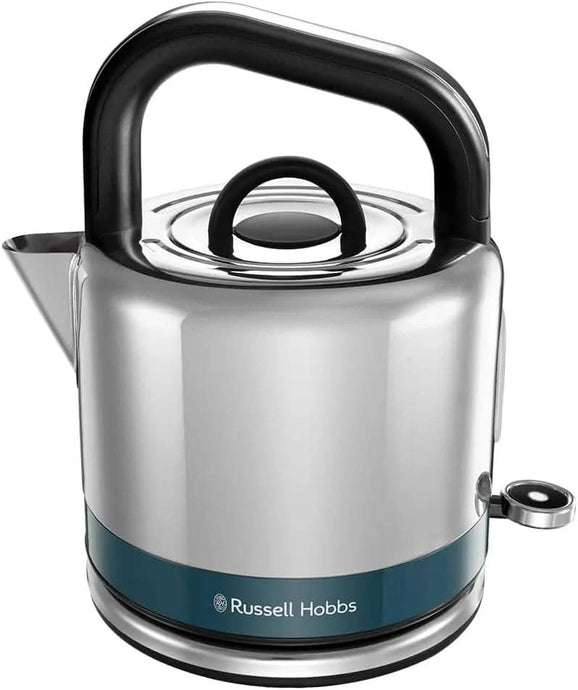 russell hobbs distinctions kettle in stainless steel with ocean blue bottom