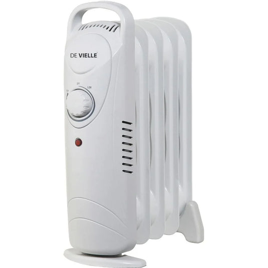De Vielle 5 Fin Mini Oil Filled Rad Radiator 500W | White | 256-300551