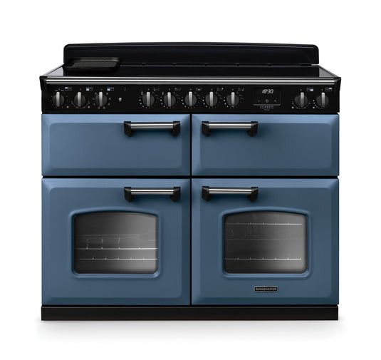 Rangemaster Classic Deluxe Bc 110 Induction Stone Blue with Chrome Trim | CLDLB110EIPSTB/CM1