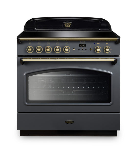Rangemaster Classic Fx90 Induction Slate with Brass Trim | CLAS90FXEISL/B