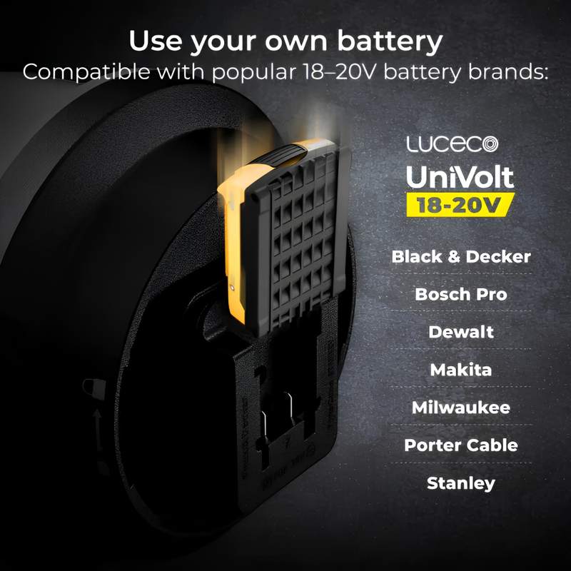Załaduj obraz do przeglądarki galerii, Luceco 18V Battery Powered Led Area Worklight With Adaptors | 4000Lm | 6500K | LWHOAV400G65-01
