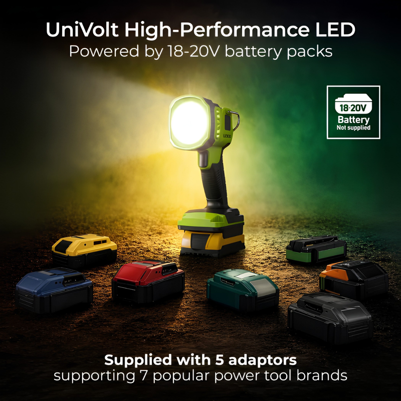 Завантажте зображення в засіб перегляду галереї, Luceco 18V Battery Powered Led Spot Light  With Adaptors | 2000Lm | 6500K | LILSPV200G65-01
