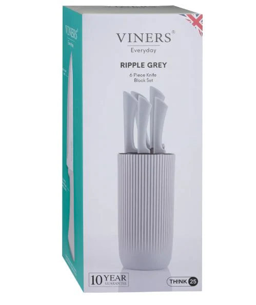 Viners Everyday Grey Ripple 5-Piece Knife Block Set | 0305.264