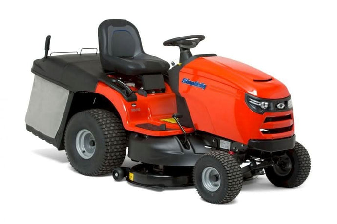 simplicity regent xl ride on lawnmower with rear discharge in black and orange, 42