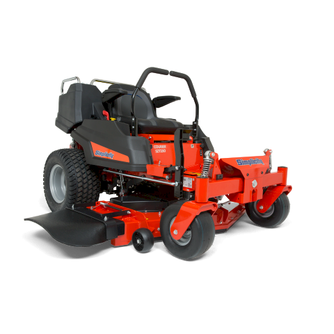 simplicity zero turn ride on lawnmower in black and orange