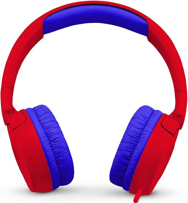 KIDS ON-EAR HEADPHONES, SINGLE-SIDE FLAT CABLE, REDUCED VOLUME FOR SAFE LISTENING, SPIDER RED JBLJR300RED