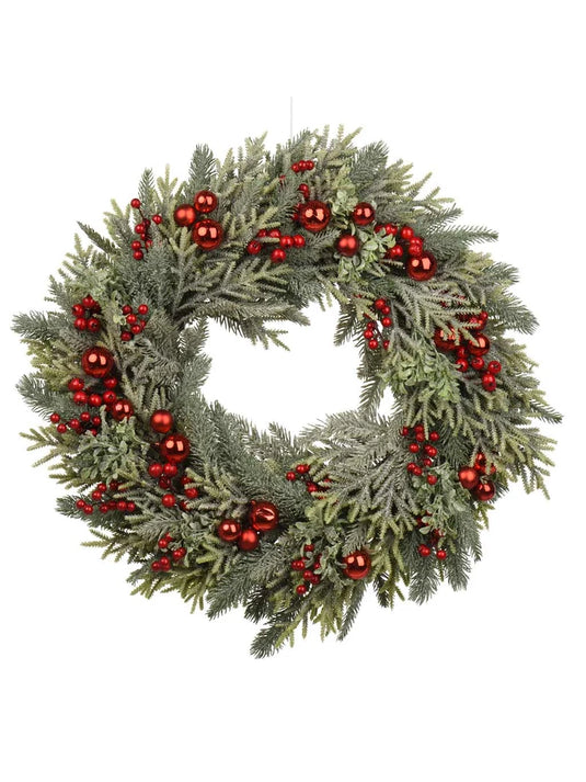 Kaemingk Wreath Natural Base Indoor | green/red | 687304