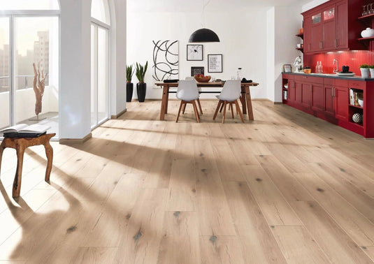 borsa oak laminate flooring on display in a kitchen