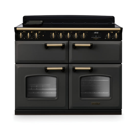 Rangemaster Classic Deluxe Bc 110 Induction Slate with Antique Brass trim | CLDLB110EIPSLT/AB1