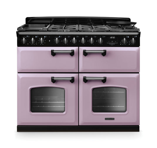 Rangemaster Classic Deluxe Bc 110 Dual Fuel Heather with Chrome Trim | CLDLB110DFPHTH/CM1