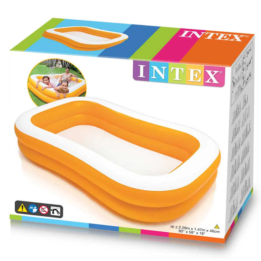 Intex 90"x58"x18" Orange Inflatable 2 Ring Family Pool | 14857181