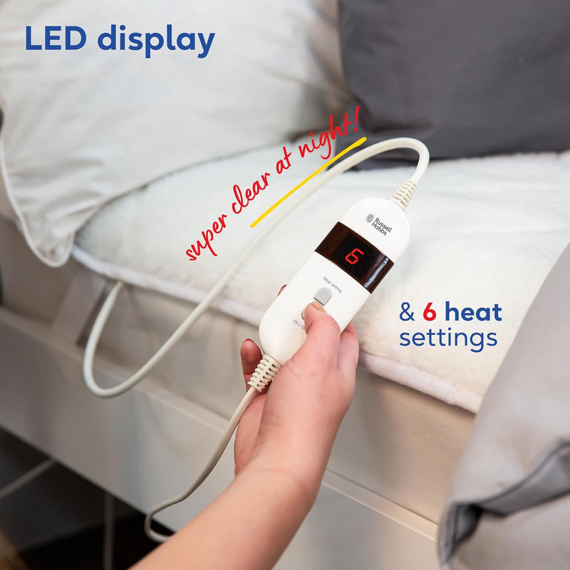 Завантажте зображення в засіб перегляду галереї, Russell Hobbs Electric Sherpa Double Fleece Blanket | White | RHBDB8004
