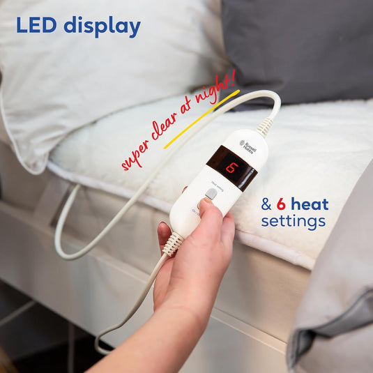 Russell Hobbs Electric Sherpa Double Fleece Blanket | White | RHBDB8004