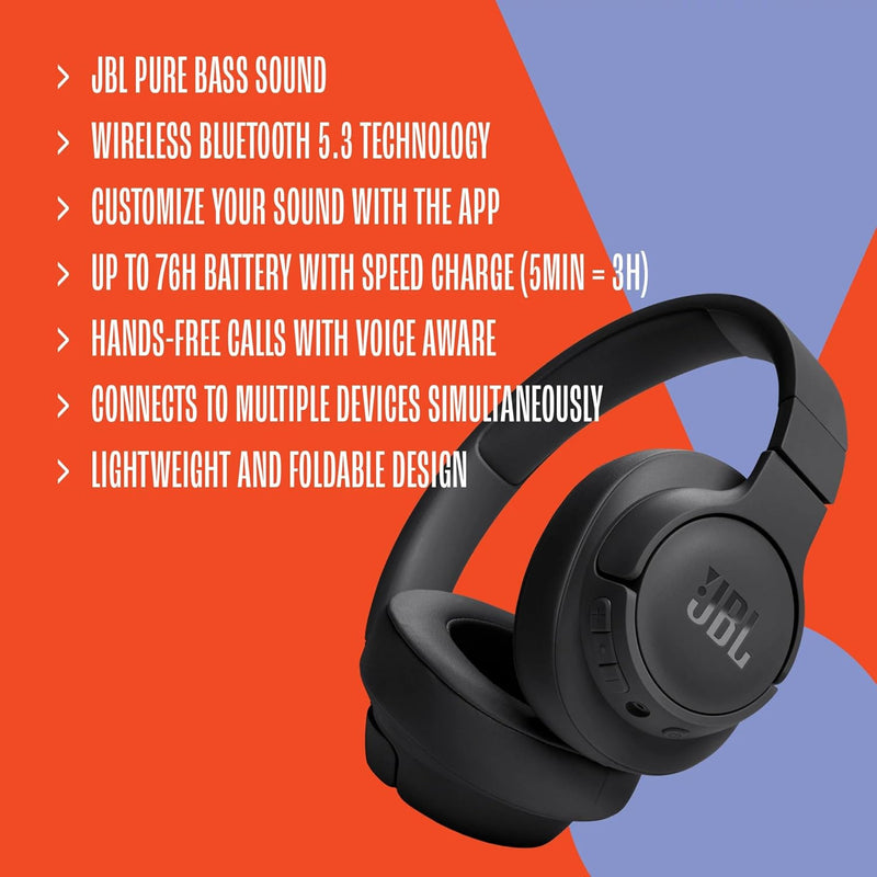 Załaduj obraz do przeglądarki galerii, JBL Tune 720BT Wireless Over-Ear Headphones | Purple | JBLT720BTPUR
