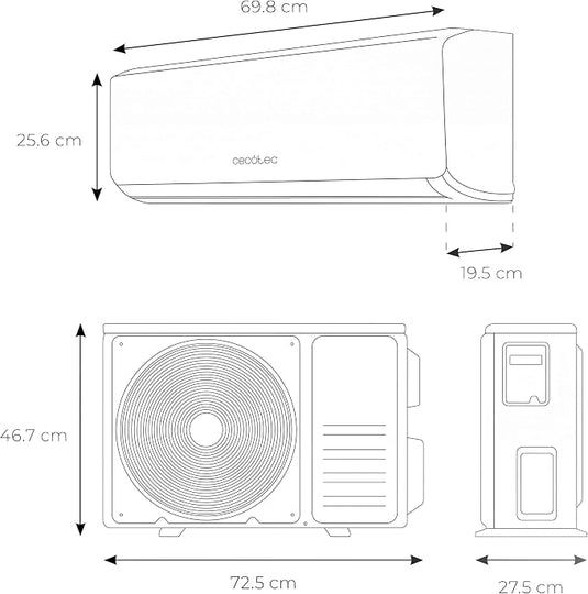 Cecotec AirClima 9000 SmartFresh Split Air Conditioner with Heat Pump 9000 BTU  Remote Control | 081818