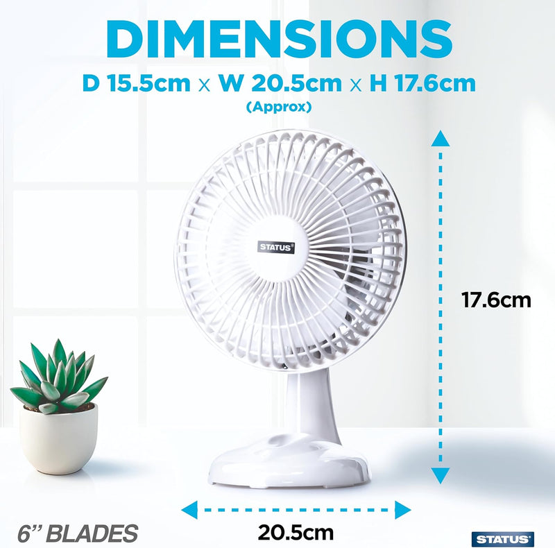 Load image into Gallery viewer, Status 6" Desk Fan White | S6DESKFANW
